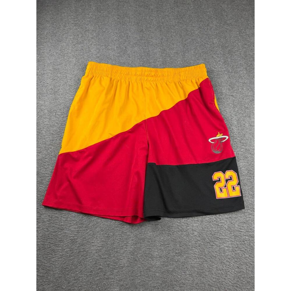 NBA Miami Heat Jimmy Butler #22 Basketball Shorts Men's XXL Red Yellow Black NBA